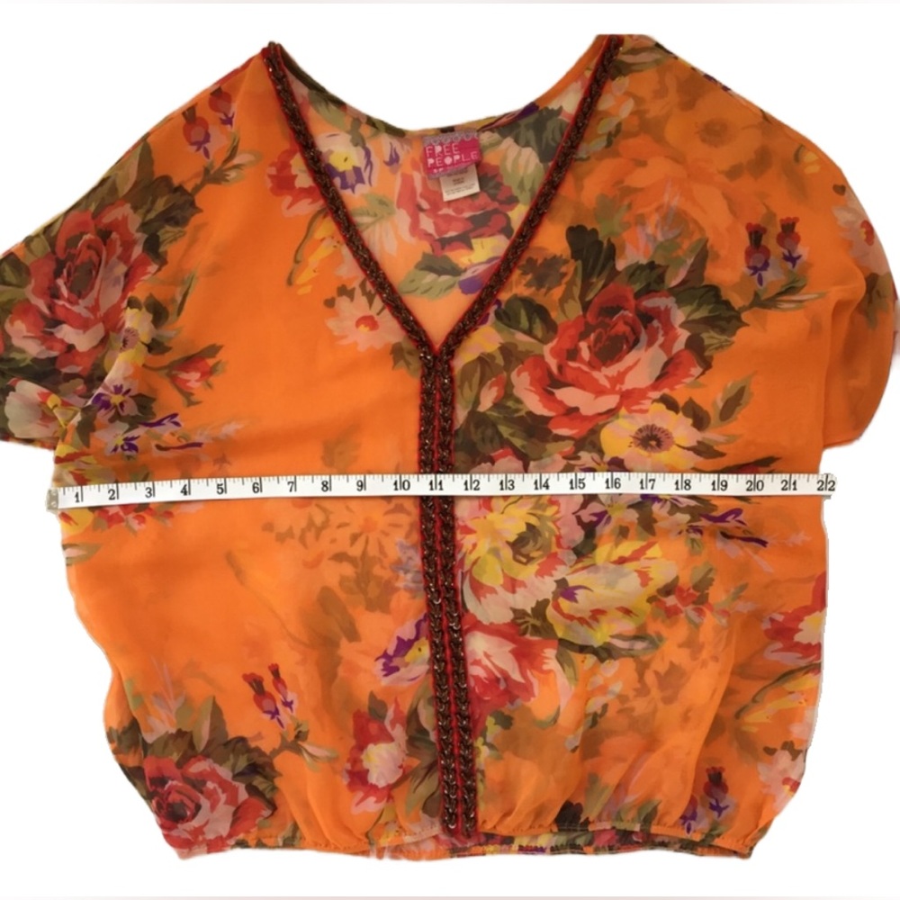 🌺Free People Beaded Sheer Genius Floral Chiffon Blouse🌸🌺 - Picture 8 of 11